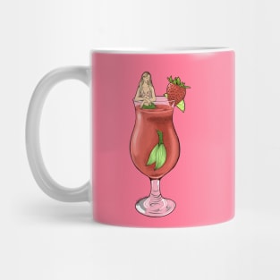 Strawberry Daiquiri Mermaid Cocktail Illustration Mug